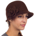 Sakkas Clara Vintage Style Wool Cloche Bucket Bell Hat#color_Brown