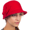 Sakkas Clara Vintage Style Wool Cloche Bucket Bell Hat#color_Red
