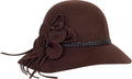 Sakkas Gloria Vintage Style Wool Cloche Hat #color_Brown