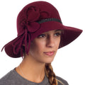 Sakkas Gloria Vintage Style Wool Cloche Hat #color_Burgundy