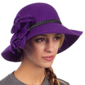 Sakkas Gloria Vintage Style Wool Cloche Hat #color_Purple