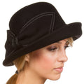 Sakkas Bobbi Vintage Style Wool Cloche Bell Derby Hat#color_Black