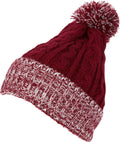 Sakkas Effie Unisex Heather Multi Colored Pom Pom Knit Beanie Hat#color_Crimson