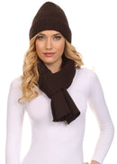 Sakkas Aldis Unisex Ribbed Knit Beanie Hat And Scarf Set