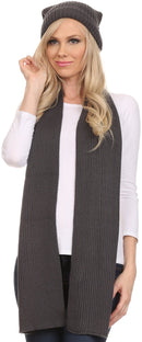 Sakkas Aldis Unisex Ribbed Knit Beanie Hat And Scarf Set