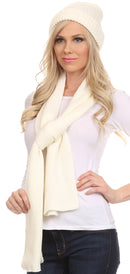 Sakkas Aldis Unisex Ribbed Knit Beanie Hat And Scarf Set