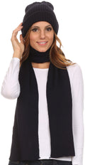 Sakkas  Aldis Unisex Ribbed Knit Beanie Hat And Scarf Set#color_Navy