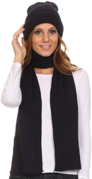 Sakkas Aldis Unisex Ribbed Knit Beanie Hat And Scarf Set