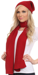 Sakkas Aldis Unisex Ribbed Knit Beanie Hat And Scarf Set