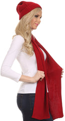 Sakkas Aldis Unisex Ribbed Knit Beanie Hat And Scarf Set