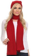 Sakkas Aldis Unisex Ribbed Knit Beanie Hat And Scarf Set