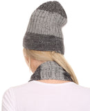 Sakkas Robin Unisex Ribbed Knit Heather Beanie Hat And Scarf Set
