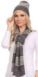 Sakkas Robin Unisex Ribbed Knit Heather Beanie Hat And Scarf Set