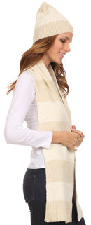 Sakkas Robin Unisex Ribbed Knit Heather Beanie Hat And Scarf Set