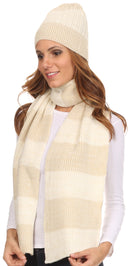 Sakkas Robin Unisex Ribbed Knit Heather Beanie Hat And Scarf Set