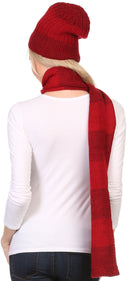 Sakkas Robin Unisex Ribbed Knit Heather Beanie Hat And Scarf Set