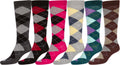 Sakkas Women's Cotton Blend Knee High Socks Assorted Pack#color_Argyle6-Pack