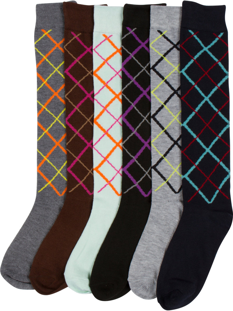 Sakkas Ladies Cute Colorful Design or Solid Knee High Socks Assorted 6-Pack