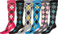 Sakkas Ladies Cute Colorful Design or Solid Knee High Socks Assorted 6-Pack#color_Argyle5