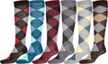 Sakkas Ladies Cute Colorful Design or Solid Knee High Socks Assorted 6-Pack#color_Argyle1