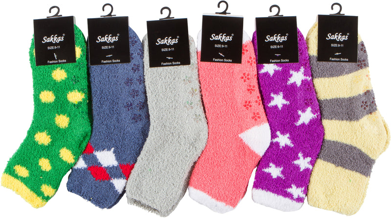 Sakkas Super Soft Anti-Slip Fuzzy Ankle Socks Value Assorted 6-Pack