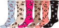 Sakkas Womens Super Soft Anti-Slip Fuzzy Knee High Socks Value Assorted 6-Pack#color_Leopard