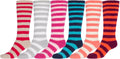 Sakkas Womens Super Soft Anti-Slip Fuzzy Knee High Socks Value Assorted 6-Pack#color_Stripe6AsstColors