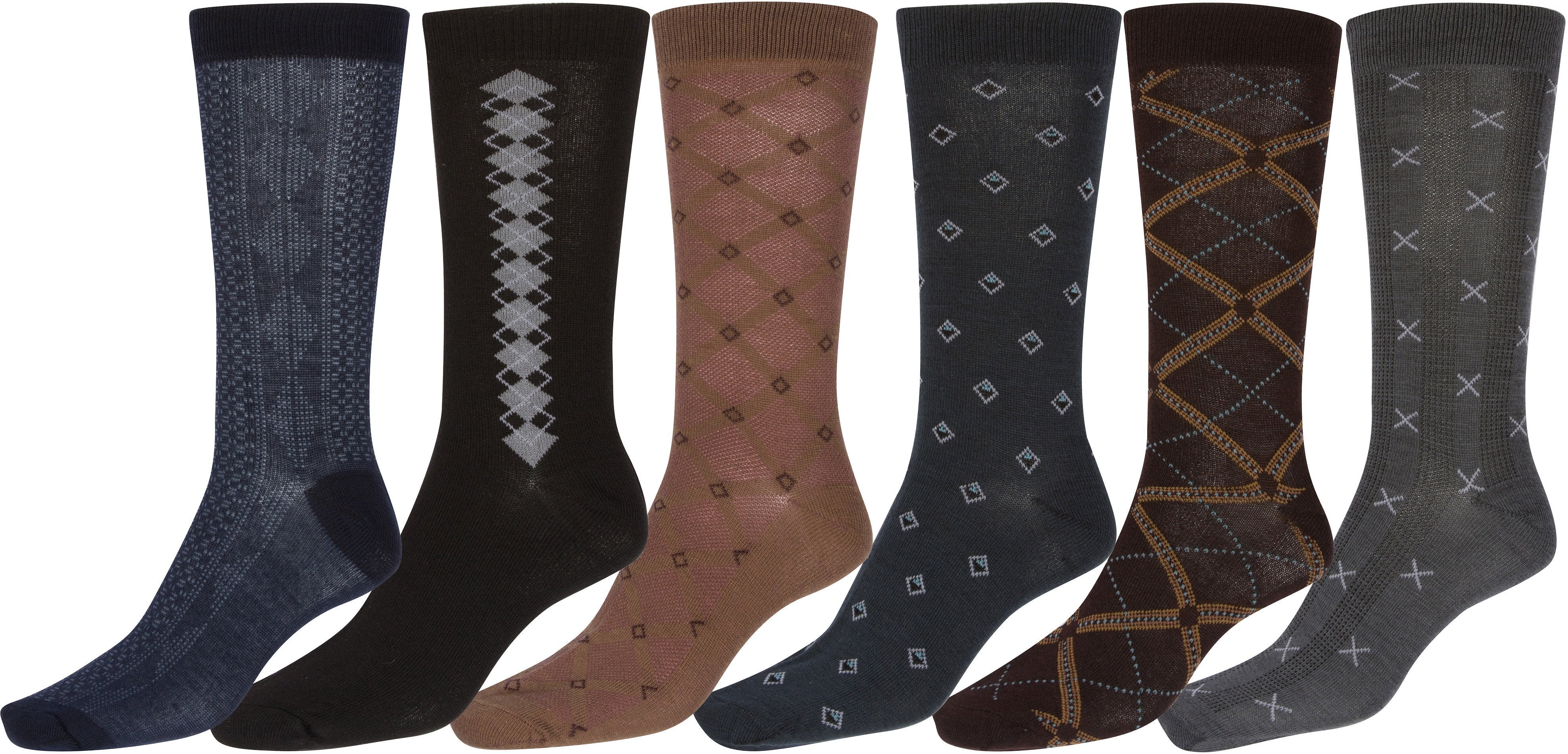 Sakkas Mens Pattern Dress Socks Value Assorted 6Pack