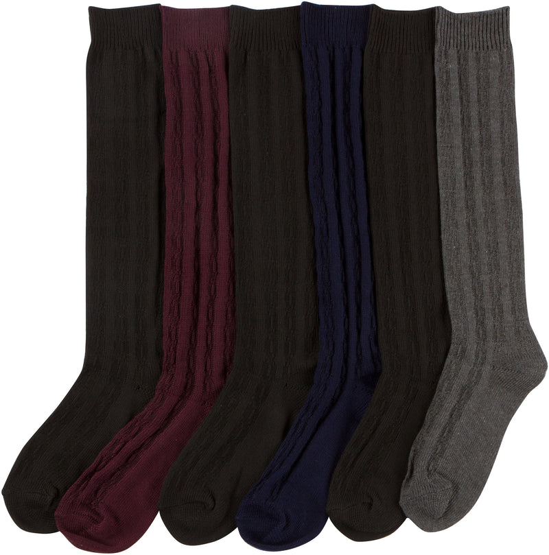 Sakkas Womens Cute Solid Knitted Knee High Sock Assorted 6-Pack