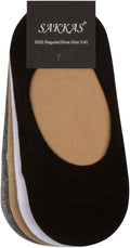 Sakkas Women's Footies Solid Shoe Foot Invisible Liner No Show Socks - 4 Pack#color_AssortedColors