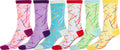 Sakkas Women's Fun Colorful Design Poly Blend Crew Socks Assorted 6-Pack#Color_PickupSticks