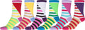 Sakkas Women's Fun Colorful Design Poly Blend Crew Socks Assorted 6-Pack#Color_Stripe1