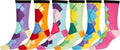 Sakkas Women's Fun Colorful Design Poly Blend Crew Socks Assorted 6-Pack#Color_Hexagon
