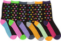 Sakkas Women's Fun Colorful Design Poly Blend Crew Socks Assorted 6-Pack#Color_Star