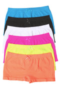 Sakkas Women's Seamless Stretch Boy Short Panties (6 Pack)#color_Neon