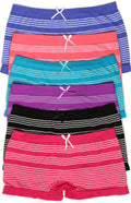 Sakkas Women's Seamless Stretch Boy Short Panties (6 Pack)#color_Stripe3
