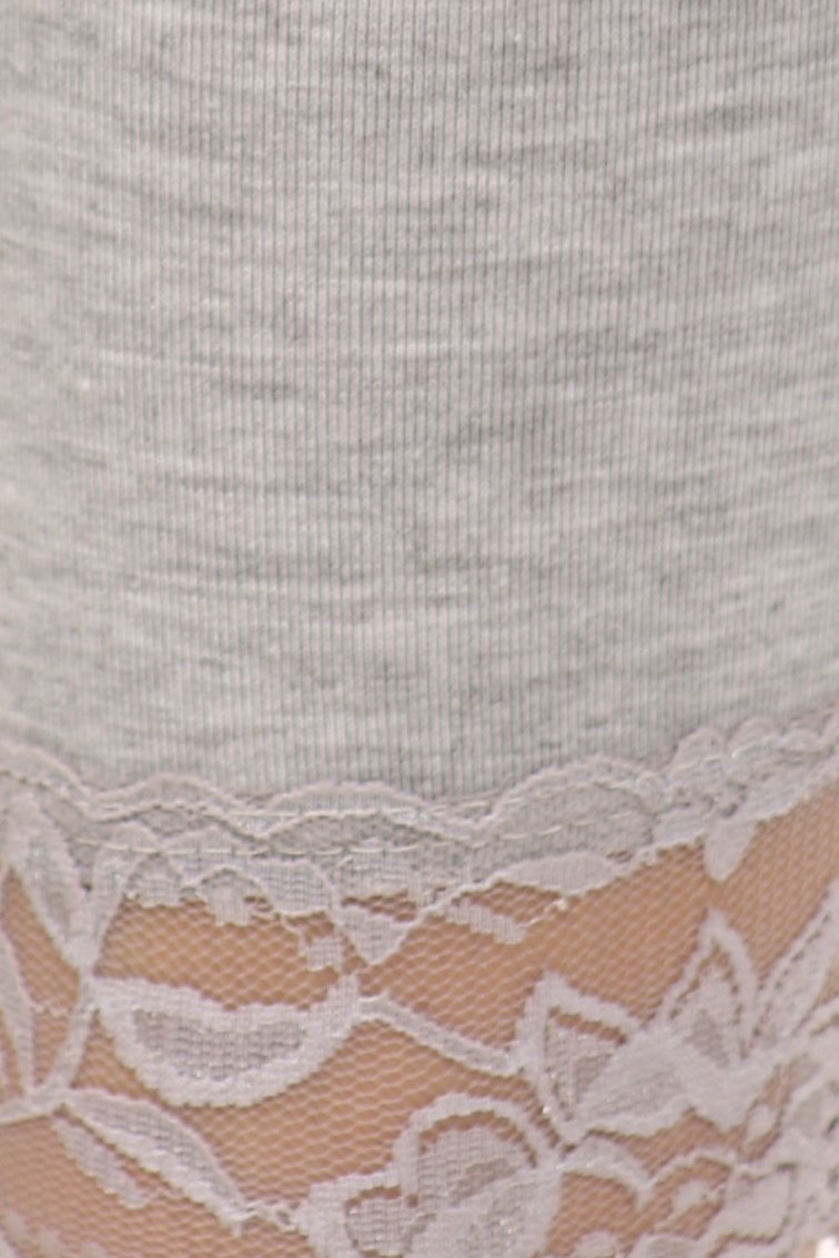 Sakkas Cotton Blend Lace Trim Stretch Capri Leggings - Made in USA