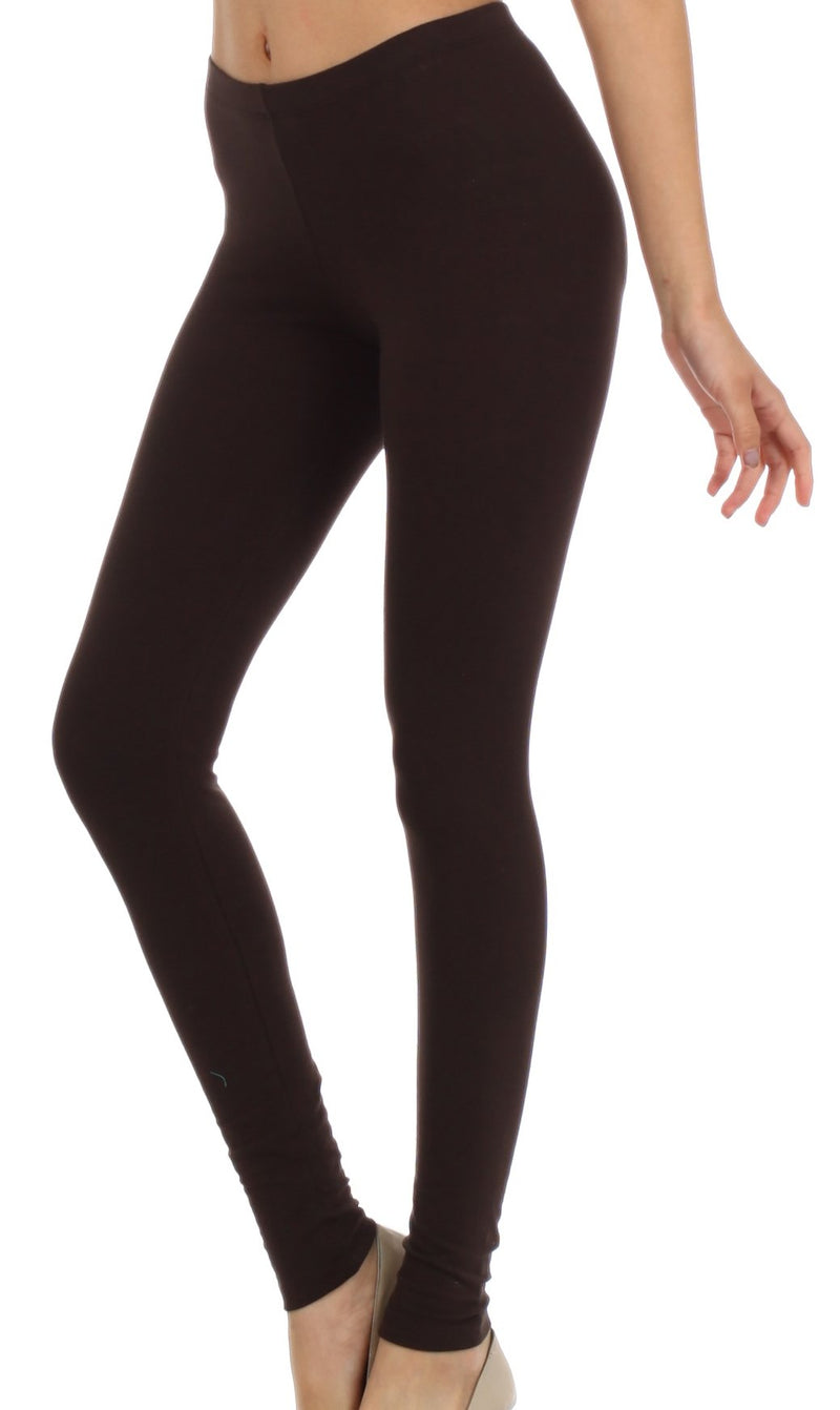 Sakkas Cotton Blend Solid Color Footless Stretch Leggings - Made in USA