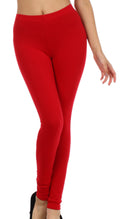 Sakkas Cotton Blend Solid Color Footless Stretch Leggings - Made in USA#color_SolidRed