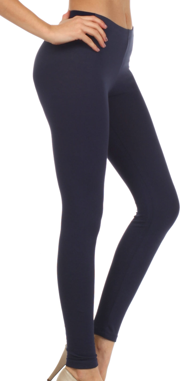 Sakkas Cotton Blend Solid Color Footless Stretch Leggings - Made in USA