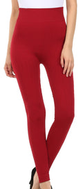 Sakkas Warm Soft Fleece Lined High Waist Leggings#color_RedCableKnit