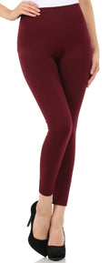 Sakkas Warm Soft Faux Fur Lined High Waist Leggings#color_Burgundy