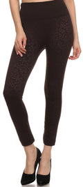 Sakkas Women's Patterned Soft Fleece Lined High Waist Leggings#color_Coffee
