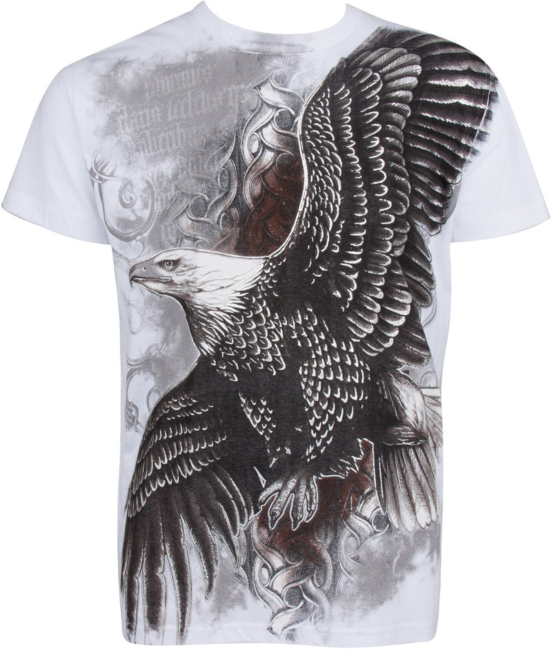 Sakkas Flying Eagle Metallic Silver Embossed Cotton Mens Fashion T-Shirt