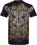Sakkas Sword and Griffin Metallic Silver Embossed Cotton Mens Fashion T-shirt