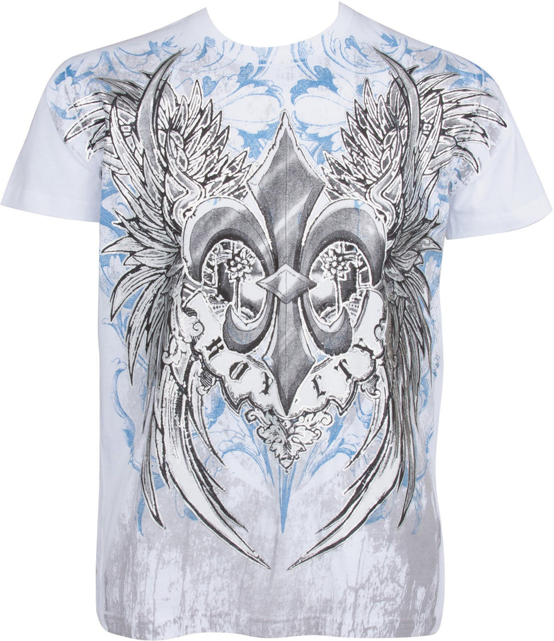 Sakkas Royalty Fleur de Lis Metallic Silver Embossed Cotton Mens Fashion T-Shirt