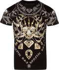 Sakkas Aksel Mens Essential Short Sleeve Cotton T-Shirt Diamond Skull & Tentacles#color_Black