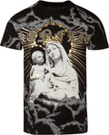 Sakkas Liam Mens Everyday Short Sleeve Cotton Embossed T-shirt Virgin & Baby Jesus#color_Black