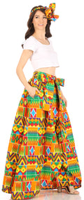 Sakkas Lanna Women's African Ankara Print Ankle Pants w/Pockets & Overlay Pull-up#color_2265-43-Multi