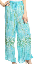 Sakkas Julia Batik Palazzo Wide Leg Pants with Elastic Waistband#color_Turquoise
